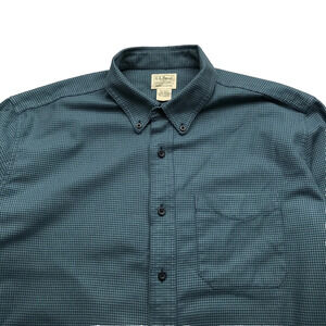 L.L Bean Shirt Mens LG-TALL Blue Wicked Flannel Houndstooth Slightly Fit